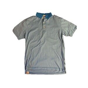 Peter Millar Summer Comfort Polo Shirt Men's Size Small Blue White Pin Stripe